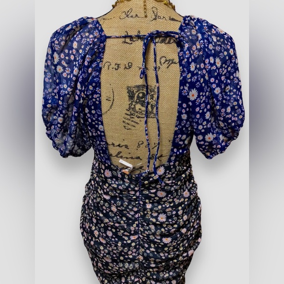 Free People Tessa 2 Tone Ruched Floral Open Back Dress NWOT/Unworn & Darling!!💖 - Picture 10 of 11